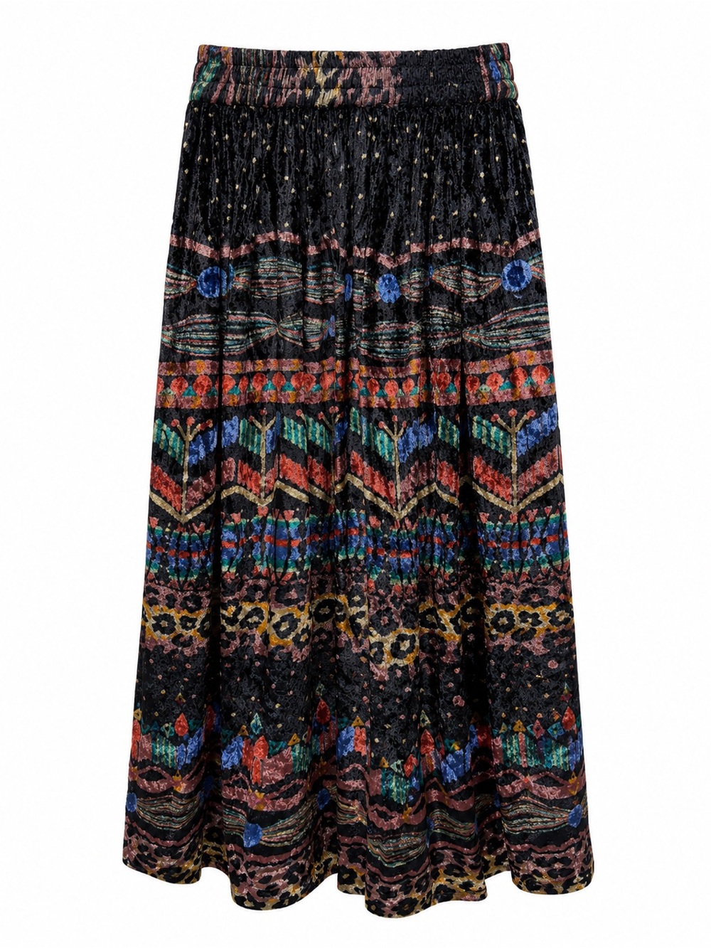 Vintage‎ Revue Rayon Velvet Burnout Maxi Skirt S Black Boho Whimsigoth Floral